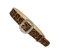Ceinture rétro pour filles - Pour tous les jours - Bijoux de corps en strass - Bijou de taille pour fête - Boucle luxueuse - Mode féminine, Imprimé léopard foncé, taille unique