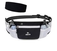 Ceinture Running Course à Pied, Sac Banane Sport Belt avec 2 Gourdes, Ceinture d’Hydratation Réglable avec 1 Bandeau de Sport, Homme Femme, pour Smartphone, Jogging Footing Randonnée Vélo (Noir)