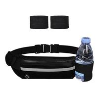 Ceinture Running Porte Telephone Course A Pied,Ceinture Course A Pied avec 2pc Poignet Eponge,Ceinture Hydratation Running avec Porte-Bouteille,Noir Ceinture De Course à Pied pour Femmes Hommes