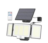 Ceinture solaire extérieure étanche 346 LED avec capteur de mouvement, mode de télécommande de projecteur adapté au patio, au gara et à l'arrière-cour(348LED)