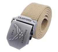 Ceinture tactique en toile de coton en nylon Lkmy pour homme avec boucle en métal, parfaite pour jeans et chinos - Marron -