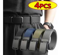 Ceinture tactique en toile pour homme avec boucle automatique en métal, durable, décontractée, pour la chasse, l'aventure, l'entraînement, les jeans et les pantalons 2Pcs-Blue