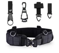 Ceinture tactique utilitaire en nylon avec boucle métallique 3,8 cm pour homme avec coussinet de ceinture robuste CQB/Rigger et 3 sangles MOLLE, Noir , 48.5 inches