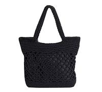 Ceinture tissée creuse pour femme avec sac de plage à l'intérieur sac de transport pour ordinateur portable, Noir , Taille unique