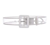 Ceinture transparente en cuir verni transparent pour femme de 5,1 cm de large, blanc, L/XL-102 cm
