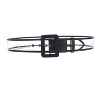 Ceinture transparente en cuir verni transparent pour femme de 5,1 cm de large, bleu marine, L/XL-102 cm