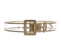 Ceinture transparente en cuir verni transparent pour femme de 5,1 cm de large, doré, L/XL-102 cm