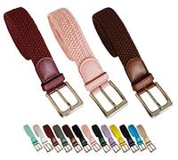 Ceinture tressée élastique extensible 3 pièces ceintures avec boucle pour homme et femme Pack de 3 couleurs