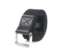 Ceinture tressée en nylon décontracté Double anneau Bouton carré Ceinture pour homme en toile Largeur 3,8cm Ceinture en jean, 120cm
