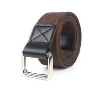 Ceinture tressée en nylon décontracté Double anneau Bouton carré Ceinture pour homme en toile Largeur 3,8cm Ceinture en jean, 120cm