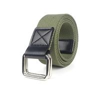 Ceinture tressée en nylon décontracté Double anneau Bouton carré Ceinture pour homme en toile Largeur 3,8cm Ceinture en jean, 120cm
