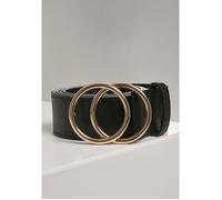 Ceinture Urban Classics en cuir synthétique à double anneau doré - Noir 95-125 cm L