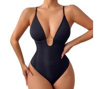 Ceinture Ventre Femme Plat Col en V Corset Sans Couture Moulante Confortable Extensible Amincissante Sous-vêtements Latex Corset Haute, Noir , S