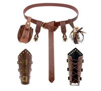 Ceinture viking médiévale - 6 pièces - Ensemble d'accessoires Renaissance vintage - Avec sac banane en cuir - Pour Halloween et cosplay