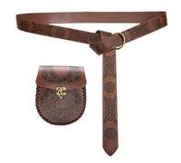 Ceinture vintage en cuir synthétique avec poche pour pièces de monnaie - Thème médiéval - Ceinture de déguisement avec motif en relief - Fournitures de cosplay, Marron B