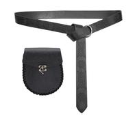 Ceinture vintage en cuir synthétique avec poche pour pièces de monnaie - Thème médiéval - Ceinture de déguisement avec motif en relief - Fournitures de cosplay, Noir A