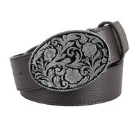 Ceinture Western en Cuir pour Homme Femme avec Boucle Sculptée Vintage, Ceinture De Cowboy Cowgirl pour Jeans, Pantalons, Robes,Brown a,120CM/47.3''