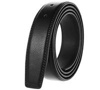 Ceintures à boucle pour homme en cuir de vache sans boucle Homme Mâle Ceinture en cuir véritable avec trous 3,5 cm, Noir , 110