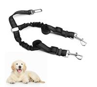 Ceintures de sécurité pour Chien pour Voiture,Suuwwn Double Ceinture Chien Voiture Harnais de voiture élastique réglable en nylon réfléchissant avec clips en alliage pivotant à 360 °