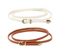 Ceintures Tissées 2 Pièces pour Femmes - Ceinture Fine, Vintage, Décorative, Réglable et Habillée - Accessoires Vestimentaires