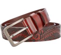 Ceintures Vintage en Cuir Gaufré avec Dragon Occidental Gravé à La Main Ceintures Classiques pour Jeans Pantalons Robes Accessoires, Red, 115cm/waist:39"
