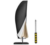 Ceisazira Noir Housse Parasol Déporté Imperméable, Bache de Protection Exterieur pour Parasols, Couverture de Parapluie de Jardin avec Mât, Protective Contre la Poussière et les UV, Tissu Oxford.