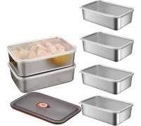 Ceiteo Lot de 6 boîtes de conservation alimentaire en acier inoxydable avec couvercles, gamelles en acier inoxydable avec couvercles hermétiques pour pique-nique, voyage, réutilisables et empilables