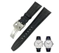 CEKGDB Bracelet de montre de rechange en cuir de vache véritable avec extrémité incurvée pour IWC Portugieser Pilot Boucle pliante 20 mm 21 mm 22 mm, 21mm, Agate