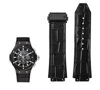 CEKGDB Bracelet de montre en cuir véritable pour Hublot Big Bang Series - Bracelet en cuir de vache avec outils - Noir et marron - 26 x 19 mm, 26mm-19mm, Agate