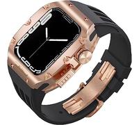 CEKGDB Bracelet de sport en caoutchouc robuste avec boîtier en titane pour Apple Watch 8/7 6/5/4 SE 45 mm 44 mm, kit de modification, lunette en métal, bracelet en caoutchouc fluoré et boucle moderne