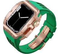 CEKGDB Bracelet de sport en caoutchouc robuste avec boîtier en titane pour Apple Watch 8/7 6/5/4 SE 45 mm 44 mm, kit de modification, lunette en métal, bracelet en caoutchouc fluoré et boucle moderne