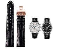 CEKGDB Bracelet en cuir de vachette avec boucle papillon pour Masters Collection L3 L4 L2.628/L2.673 19 mm 20 mm 21 mm, 19mm, Agate