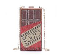CEKGDB Diamond VIP Sac Pochette Chocolat Pierre Acrylique Sac Téléphone, Rouge, Taille unique