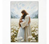 Cekjekle Impression sur toile représentant Jésus chrétien, Jésus étreignant la femme, son amour Jésus embrassant une fille, prière religieuse LDS, image pour mur, 30,5 x 40,6 cm, sans cadre