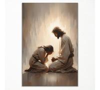 Cekjekle Toile murale chrétienne de Jésus, Jésus et femme, impression sur toile représentant une femme et Jésus guéris par la douleur - Prières religieuses LDS - Image biblique - 30,5 x 40,6 cm - Sans