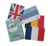CéKöi Le Jeu - Cartes Éducatives Drapeaux d'europe : Apprenez Géographie, Capitales, Monnaies & Langues. Jeu de Société Familial & Portable dès 5 Ans - Idéal Voyages, Écoles - Fabriqué en France