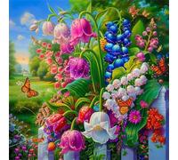 Cekog 5D Fleurs colorées Diamond Painting pour Adultes DIY Rond Broderie Diamant Kit Complet,Fleurs Art du Diamant Peinture Strass Point de Croix Painting pour Maison Murale Décor 40x40 cm