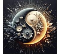 Cekog 5D Fleurs Yin Yang Diamond Painting pour Adultes DIY carré Broderie Diamant Kit Complet,Fleurs Art du Diamant Peinture Strass Point de Croix Painting pour Maison Murale Décor 60x60 cm