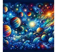 Cekog 5D Univers coloré Diamond Painting pour Adultes DIY Rond Broderie Diamant Kit Complet,Paysage spatial Art du Diamant Peinture Strass Point de Croix Painting pour Maison Murale Décor 100x100 cm