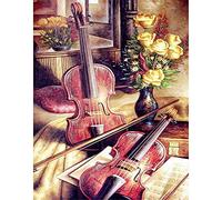 Cekog DIY 5D Peinture Diamant Painting Perceuse complet,Violon Point de Croix Kit Adultes Enfants Grande Broderie Cristal Strass Artisanat Toile décor murale à la maison cadeau Round Drill 80x100cm