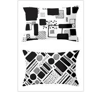 Cekog Housse de Coussin 50x70cm Lot de 2 Lin Rectangulaires Housse Coussin Exterieur Décoratives Abstrait Noir Motif Lombaire Taie d'oreiller pour Canapé Maison Salon Lit Jardin