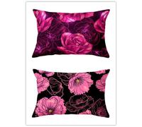 Cekog Housse de Coussin 50x70cm Lot de 2 Lin Rectangulaires Housse Coussin Exterieur Décoratives Fleurs de Pavot Fantaisie Motif Lombaire Taie d'oreiller pour Canapé Maison Salon Lit Jardin