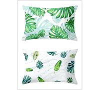 Cekog Housse de Coussin 60x80cm Lot de 2 Lin Rectangulaires Housse Coussin Exterieur Décoratives Feuille Motif Lombaire Taie d'oreiller pour Canapé Maison Salon Lit Jardin