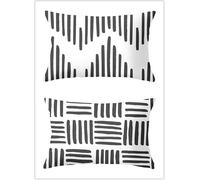 Cekog Lot de 2 Housse de Coussin Rectangulaire Blanc Noir Rayures Decora Canapé Taie d'oreiller 50x70cm Decoration Coussin en Lin Housse de Coussin Décoration pour Chambre,Canapé,Chaise,Lit,Jardin