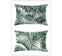 Cekog Lot de 2 Housse de Coussin Rectangulaire Feuillage Tropical Decora Canapé Taie d'oreiller 50x70cm Decoration Coussin en Lin Housse de Coussin Décoration pour Chambre,Canapé,Chaise,Lit,Jardin