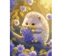 Cekog Peindre par Nombre Hérisson à fleurs fruitières,Kit de Peinture par Numero pour Adultes DIY pour Débutant Seniors avec Pinceaux et Acrylique Pigmentée Décoration Cadeau 45x60cm sans Cadre