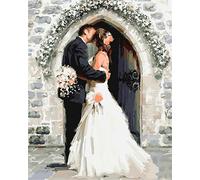 Cekog Peindre par Nombre Jeune couple marié,Kit de Peinture par Numero pour Adultes DIY pour Débutant Seniors avec Pinceaux et Acrylique Pigmentée Décoration Cadeau 30x40cm avec cadre