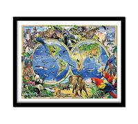 Cekog Peindre par Nombre,Kit de par Numero Adultes DIY Peinture pour Adultes Enfants Seniors Débutant Peinture avec Pinceaux Acrylique Pigmentée Cadeau Carte du monde des animaux 60x75cm sans Cadre