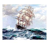 Cekog Peindre par Nombre,Kit de par Numero pour Adultes DIY Peinture pour Adultes Enfants Seniors Débutant Peinture avec Pinceaux Acrylique Pigmentée Pigmentée Cadeau Vague Voilier 50x65cm avec cadre