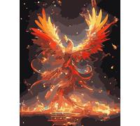 Cekog Peindre par Nombre Oiseaux Phénix,Kit de Peinture par Numero pour Adultes DIY pour Débutant Seniors avec Pinceaux et Acrylique Pigmentée Décoration Cadeau 30x40cm avec cadre